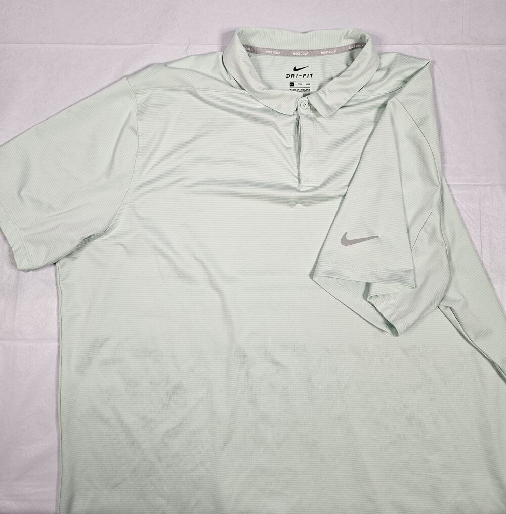 Nike Golf Dri-FIT Polo Shirt Men's XXL Mint Green Striped Swoosh Performance